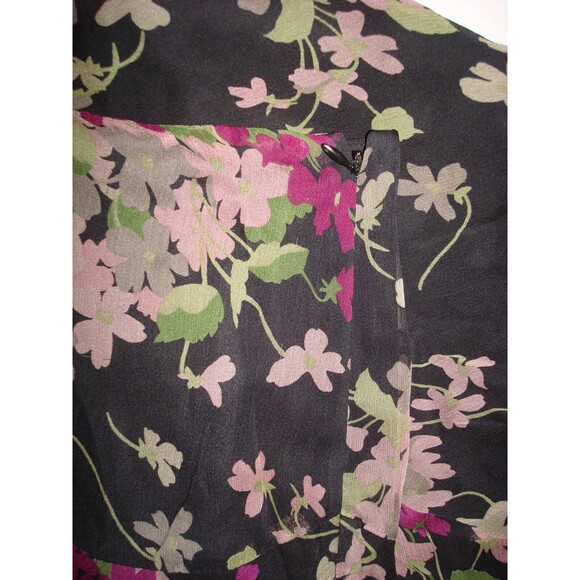 New Womens $125 Ralph Lauren Silk Black Floral Skirt 4 Pink Green Purple Green - Picture 7 of 7